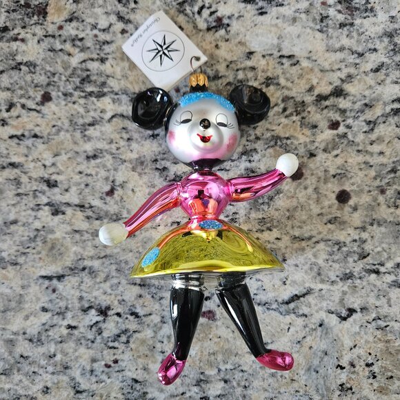 RARE VINTAGE CHRISTOPHER RADKO MINNIE MOUSE ITALIAN GLASS CHRISTMAS ORNAMENT - Picture 1 of 7